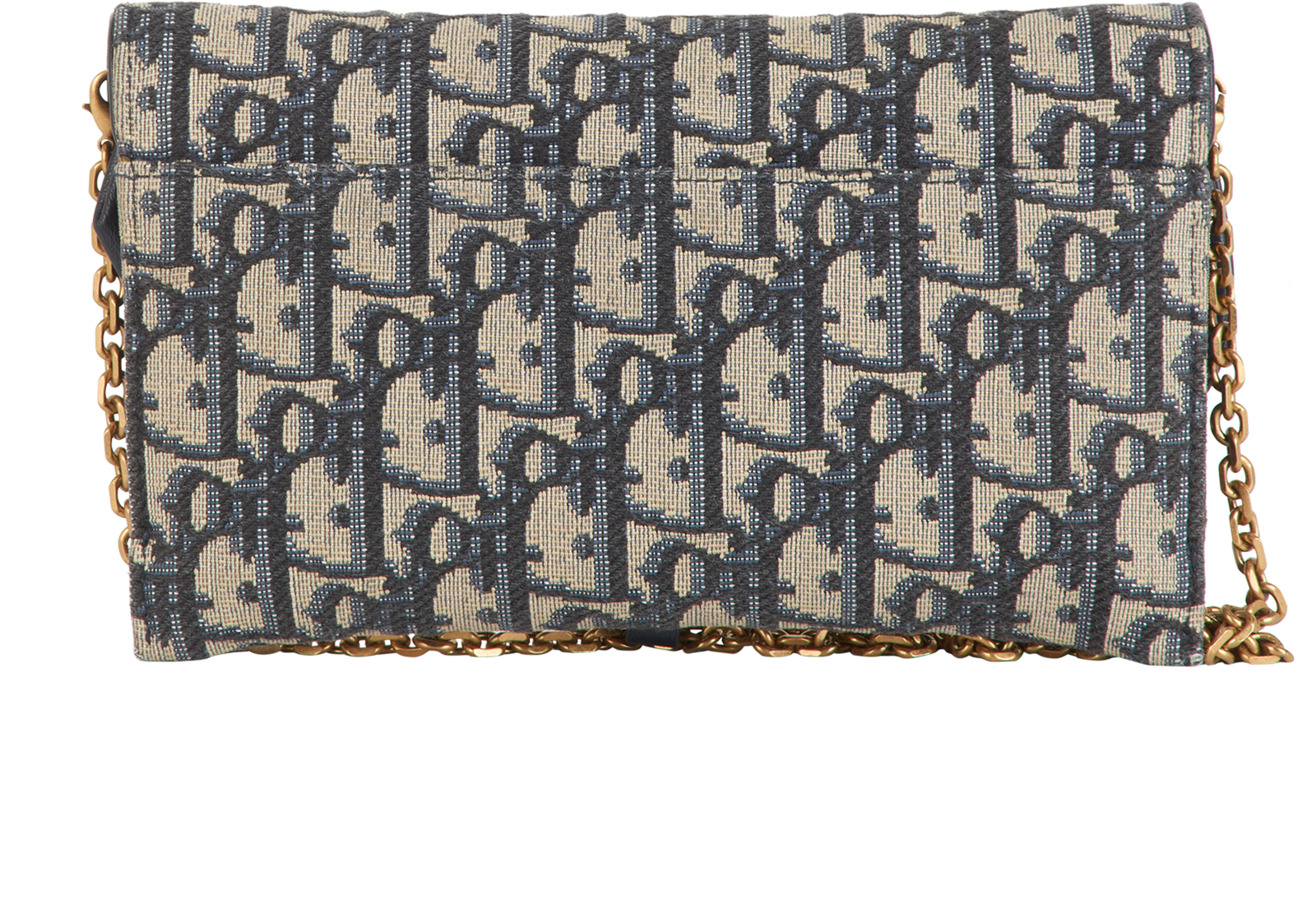 Oblique Saddle WOC, &pound;695, Handbags, Blue/Cream, Canvas/Leather, Back view